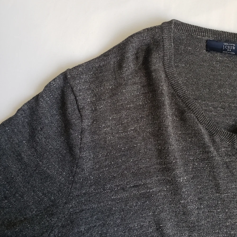 J.Crew Cotton Gray V-Neck Sweater